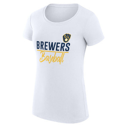 Milwaukee Brewers G-III 4Her by Carl Banks Women's Super-Slim Fit Lightweight Team Graphic T-Shirt - White