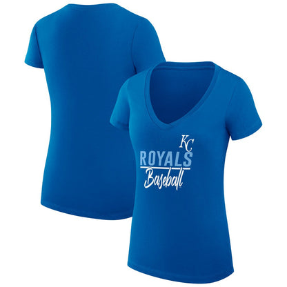 Kansas City Royals G-III 4Her by Carl Banks Women's Super-Slim Fit Lightweight Team Graphic V-Neck T-Shirt - Royal