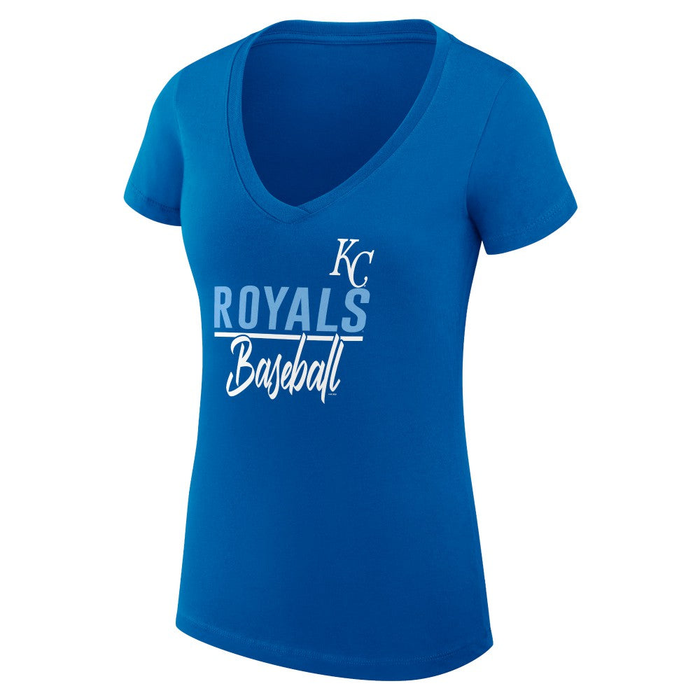 Kansas City Royals G-III 4Her by Carl Banks Women's Super-Slim Fit Lightweight Team Graphic V-Neck T-Shirt - Royal