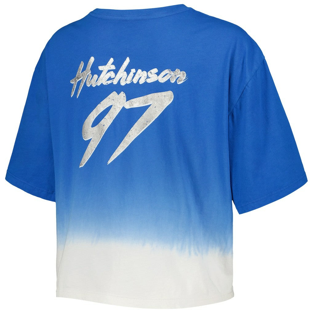 Aidan Hutchinson Detroit Lions Majestic Threads Women's Dip-Dye Player Name & Number Crop Top - Blue/White discount