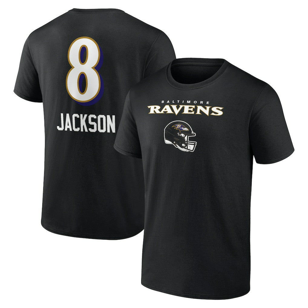 Lamar Jackson Baltimore Ravens Team Wordmark Name & Number T-Shirt - Black outlet