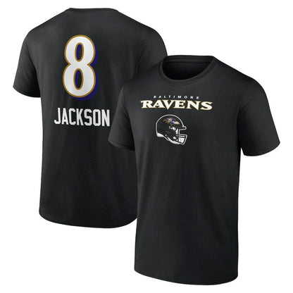 Lamar Jackson Baltimore Ravens Team Wordmark Name & Number T-Shirt - Black outlet