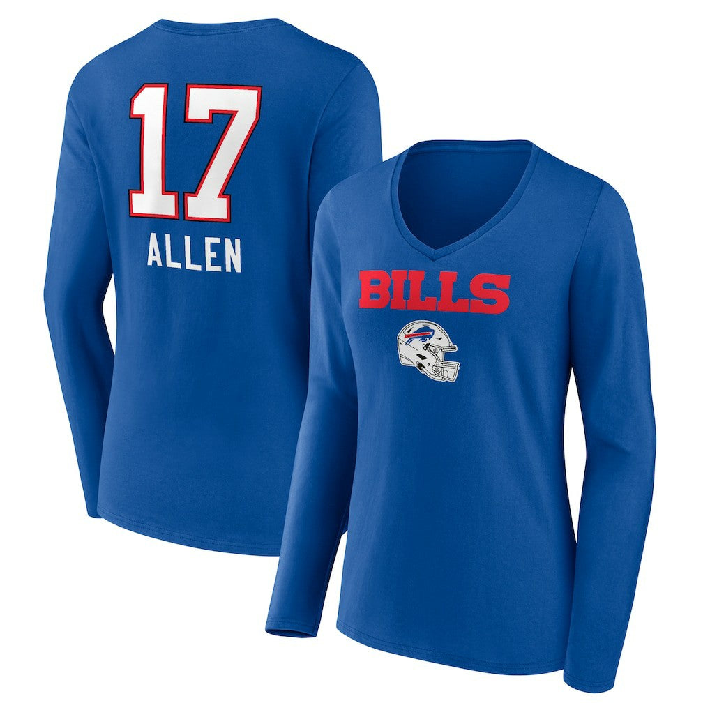 Josh Allen Buffalo Bills Women's Team Wordmark Long Sleeve V-Neck T-Shirt - Royal online