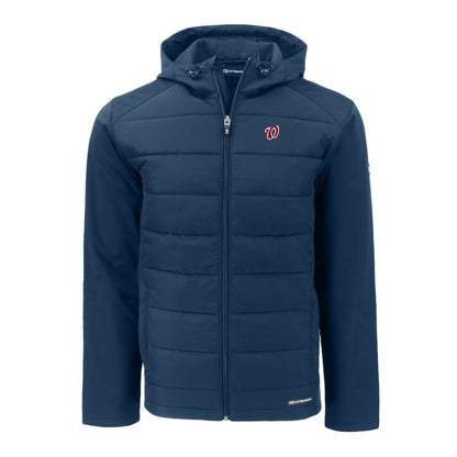 Washington Nationals Cutter & Buck Big & Tall Evoke Hybrid Eco Softshell Recycled Full-Zip Hoodie - Navy