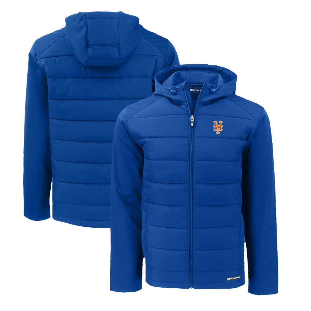 New York Mets Cutter & Buck Evoke Hybrid Eco Softshell Recycled Full-Zip Hoodie - Royal