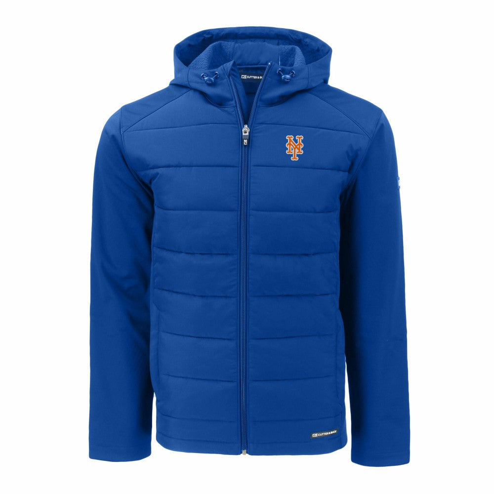 New York Mets Cutter & Buck Evoke Hybrid Eco Softshell Recycled Full-Zip Hoodie - Royal