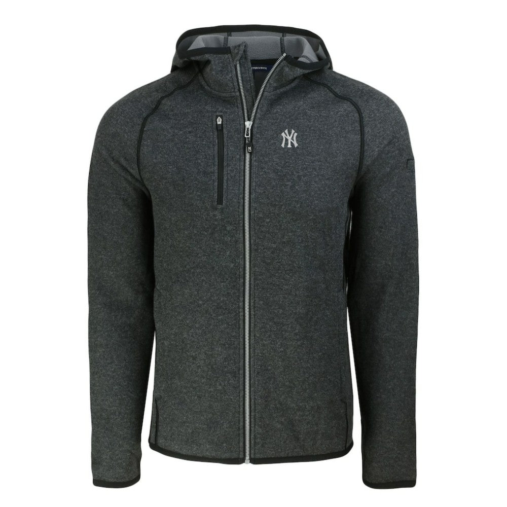 New York Yankees Cutter & Buck Mainsail Full-Zip Hooded Jacket - Heather Charcoal