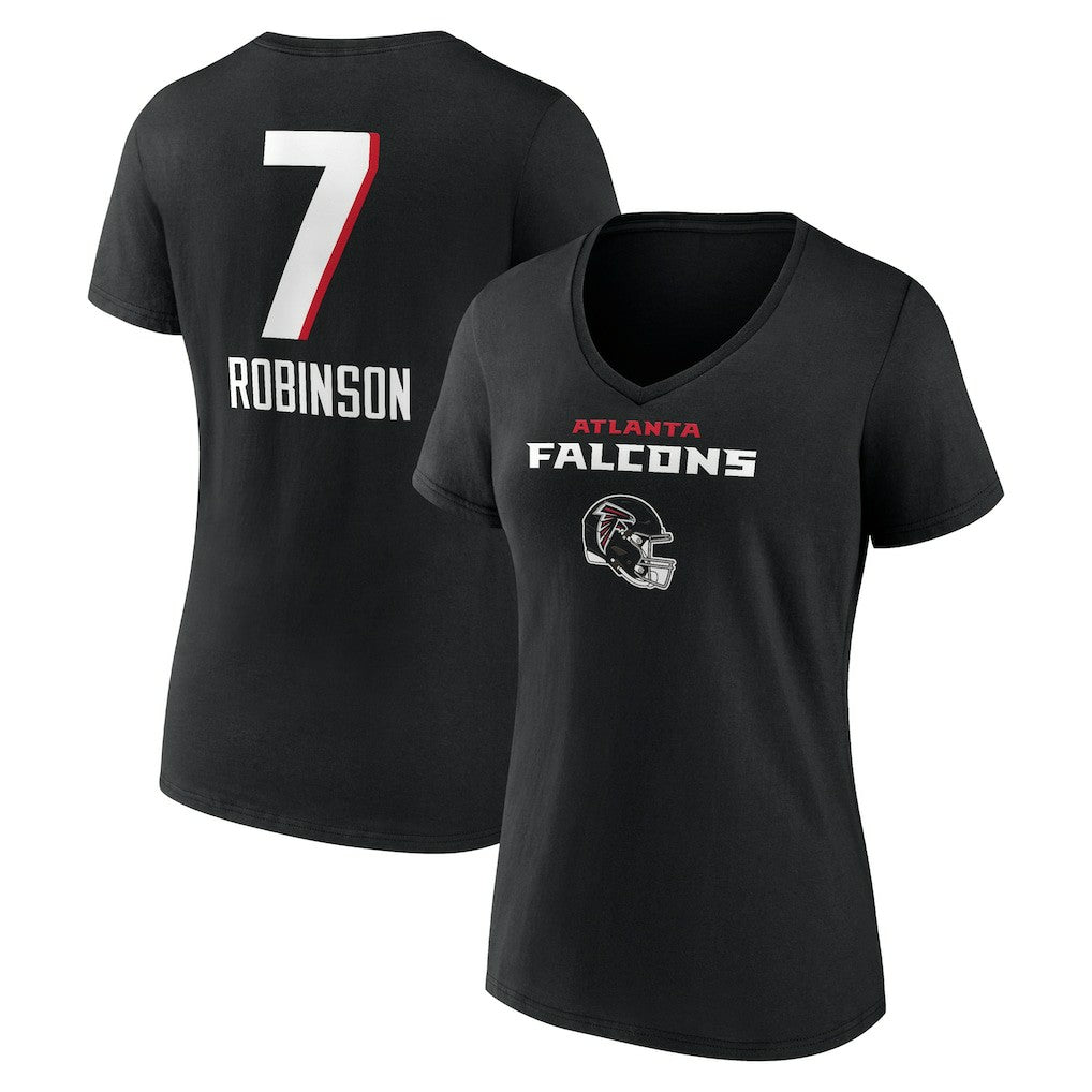 Bijan Robinson Atlanta Falcons Women's Team Wordmark Name & Number V-Neck T-Shirt - Black discount