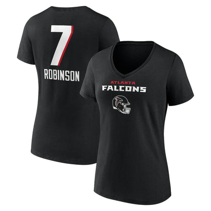 Bijan Robinson Atlanta Falcons Women's Team Wordmark Name & Number V-Neck T-Shirt - Black discount