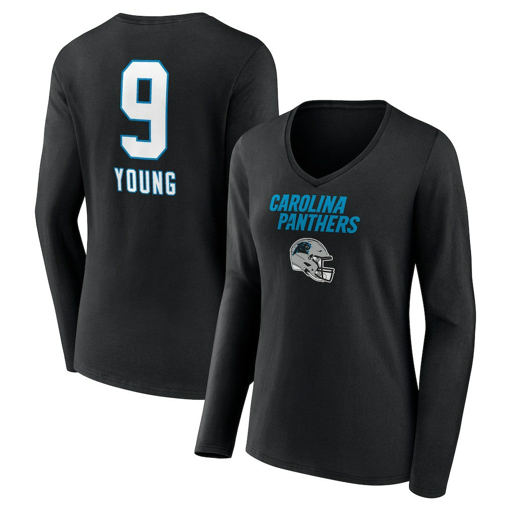 Bryce Young Carolina Panthers Women's Team Wordmark Name & Number Long Sleeve V-Neck T-Shirt - Black online