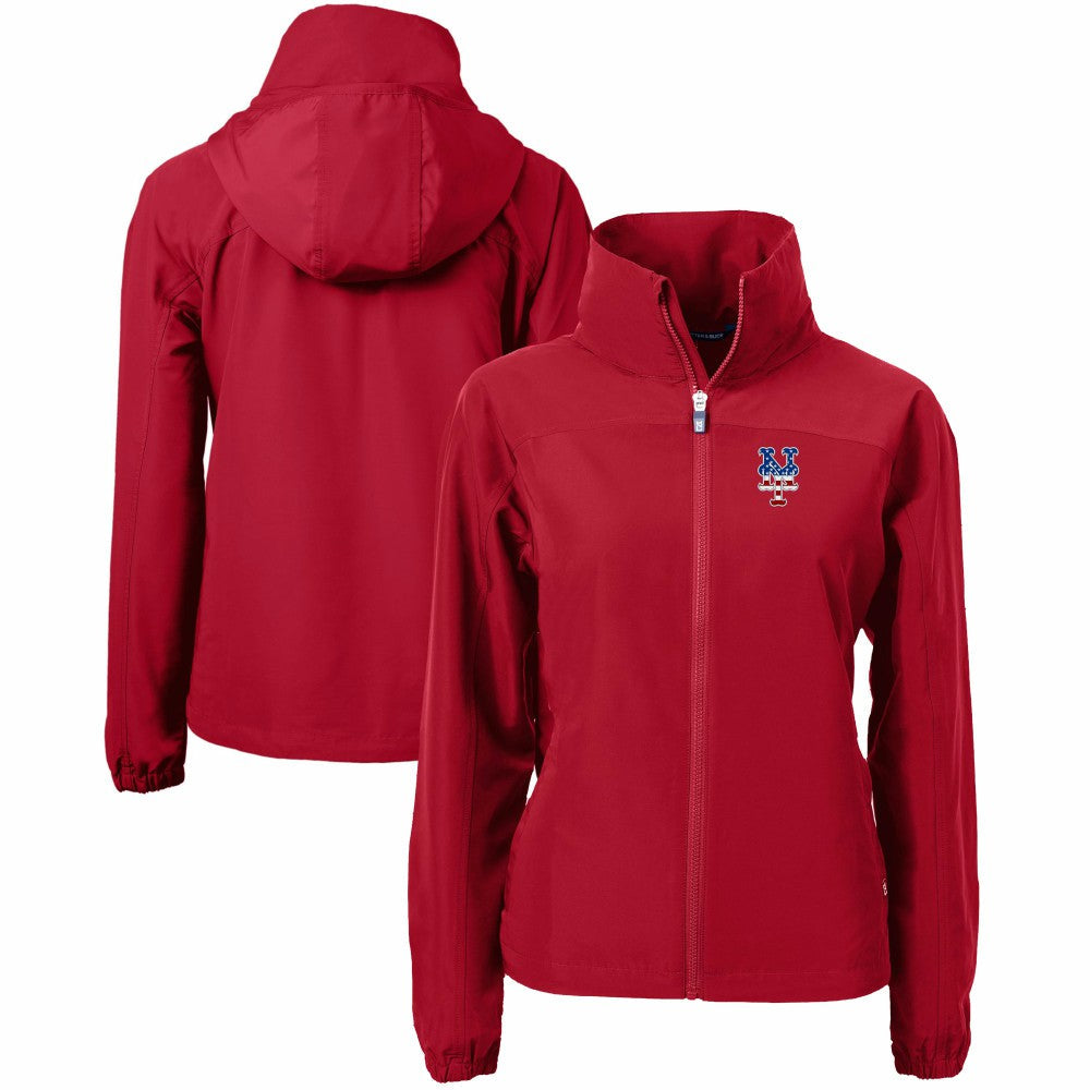 New York Mets Cutter & Buck Women's Charter Eco Recycled Full-Zip Jacket - Red