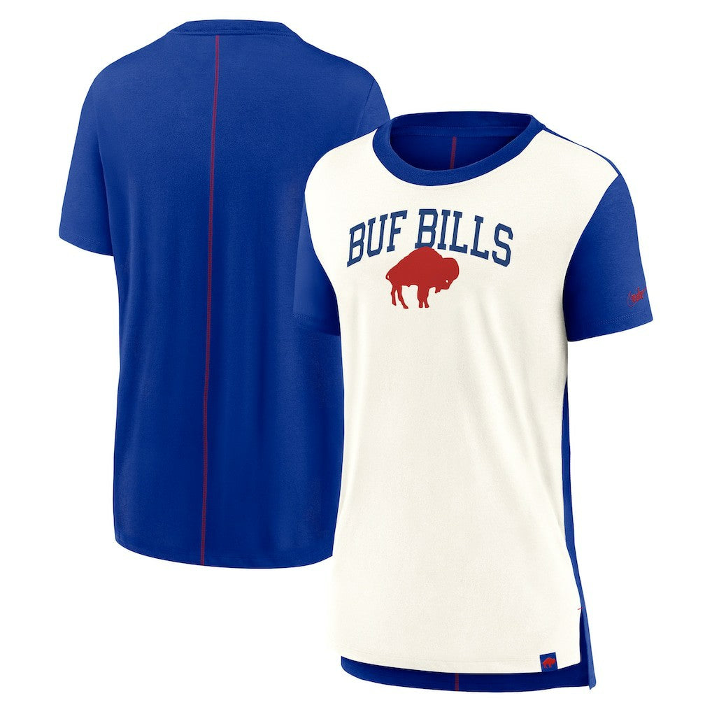 Buffalo Bills Women's Wordmark Tri-Blend T-Shirt - Cream/Royal | Nike on sale