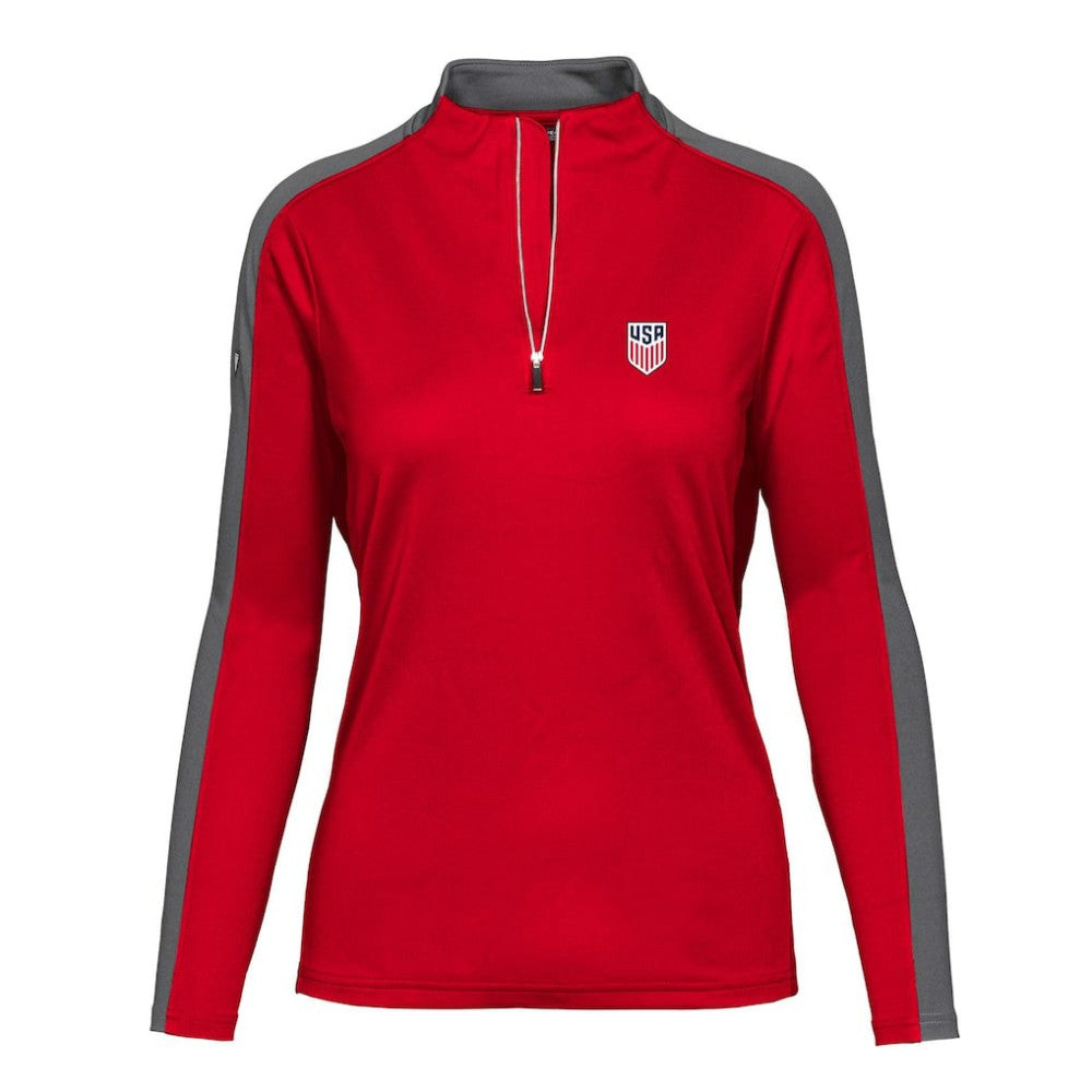 USMNT Levelwear Women's Quarter-Zip Pullover Top - Red online