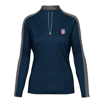 USMNT Levelwear Women's Quarter-Zip Pullover Top - Navy on sale