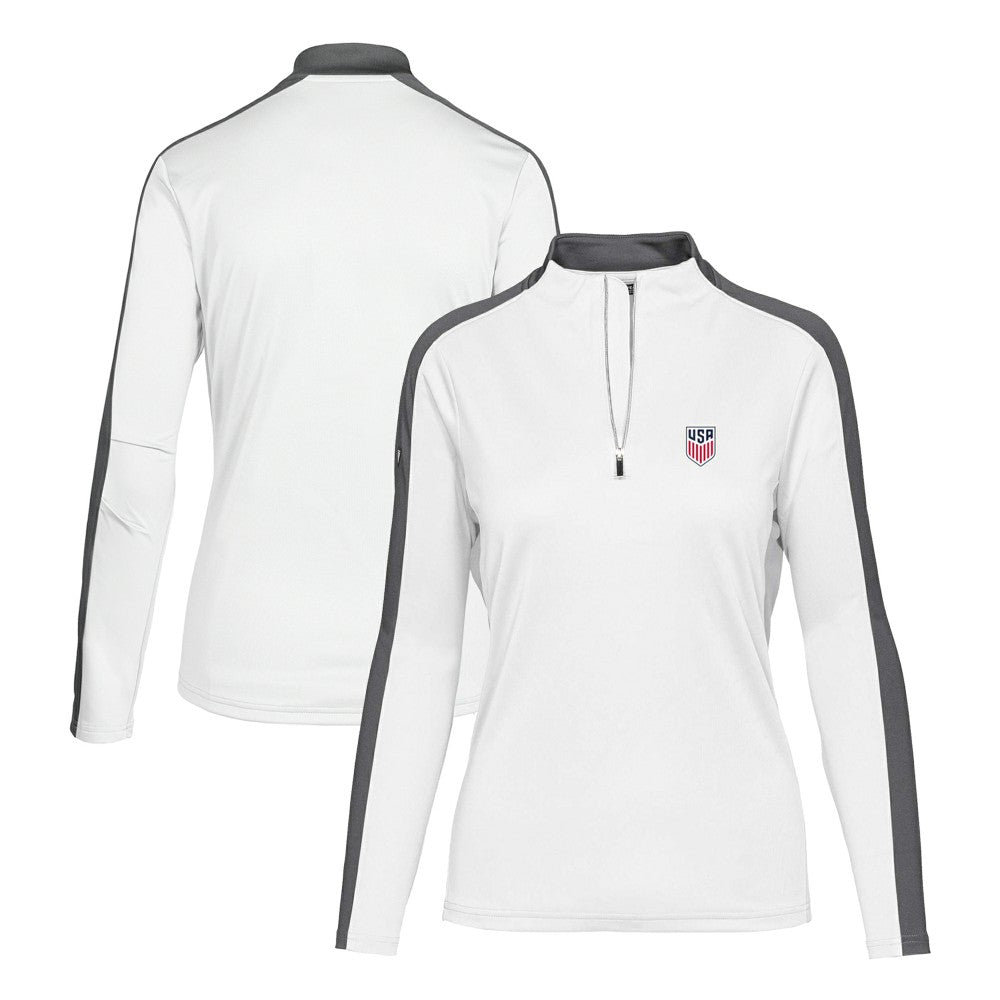 USMNT Levelwear Women's Quarter-Zip Pullover Top - White on sale