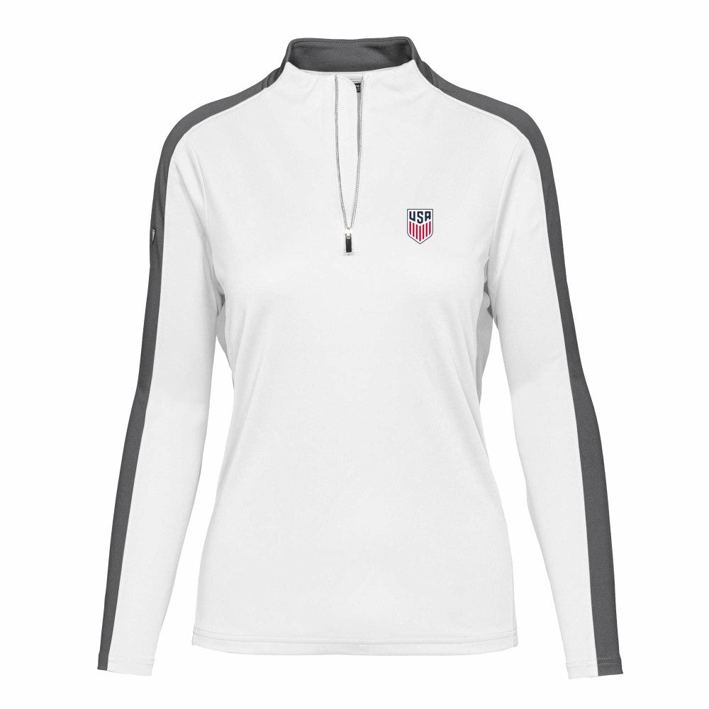 USMNT Levelwear Women's Quarter-Zip Pullover Top - White on sale