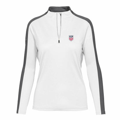 USMNT Levelwear Women's Quarter-Zip Pullover Top - White on sale