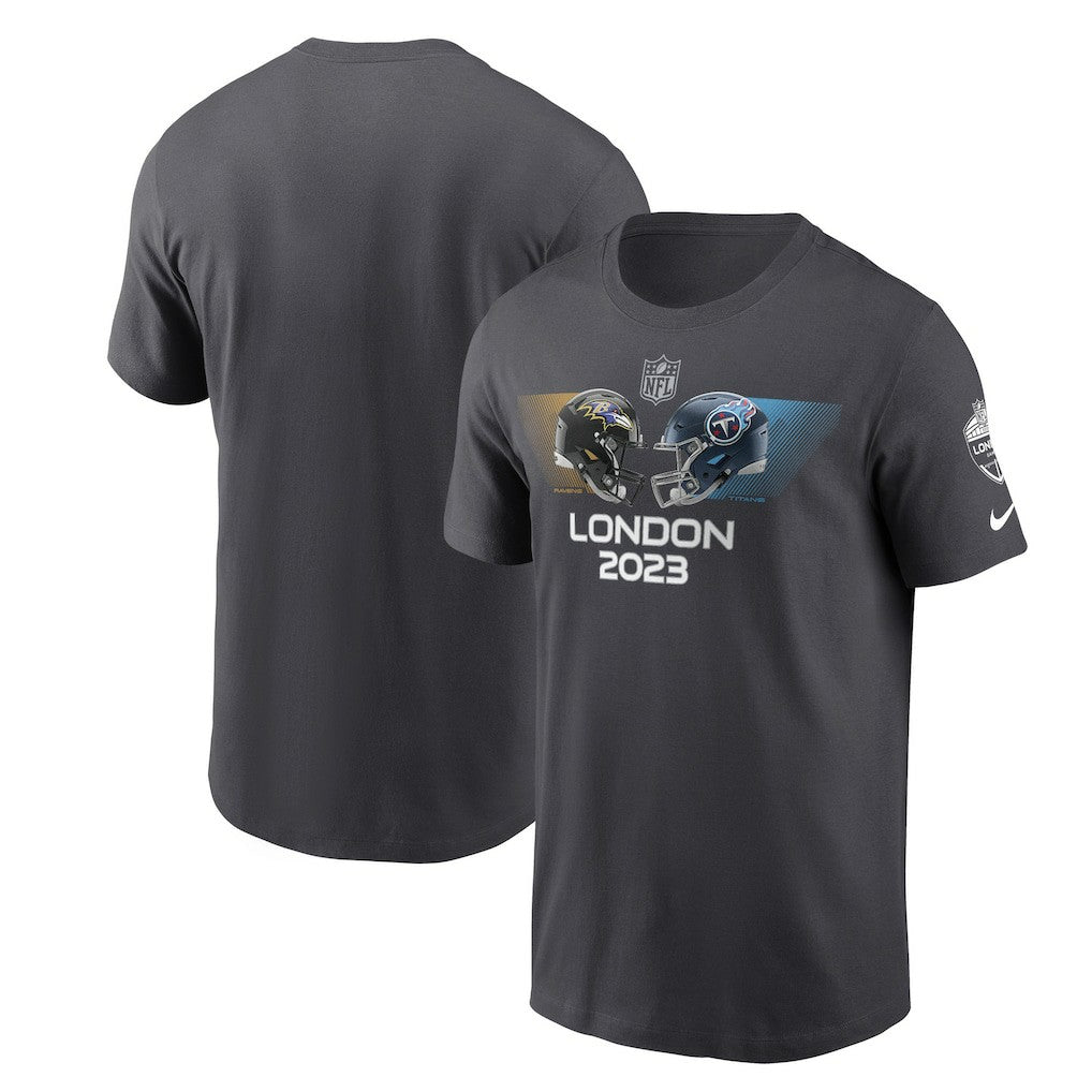 Baltimore Ravens vs. Tennessee Titans 2023 London Game Essential T-Shirt - Anthracite | Nike discount