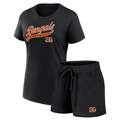Cincinnati Bengals Women's Start to Finish T-Shirt & Shorts Combo Pack - Black discount