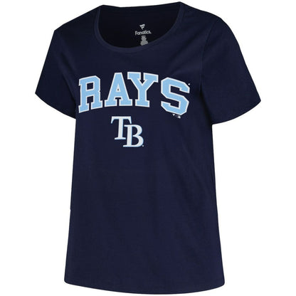 Tampa Bay Rays Profile Women's Plus Size Arch Logo T-Shirt - Navy