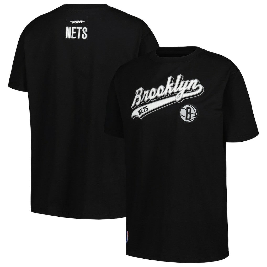 Brooklyn Nets Pro Standard Women's Script Boyfriend T-Shirt - Black for sale