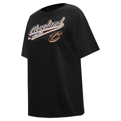 Cleveland Cavaliers Pro Standard Women's Script Boyfriend T-Shirt sale - Black discount