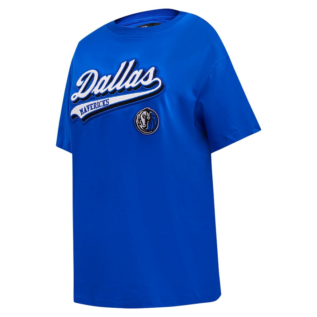 Dallas Mavericks Pro Standard Women's Script Boyfriend T-Shirt sale - Royal outlet