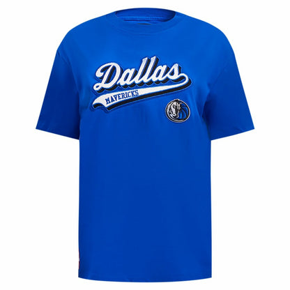 Dallas Mavericks Pro Standard Women's Script Boyfriend T-Shirt sale - Royal outlet