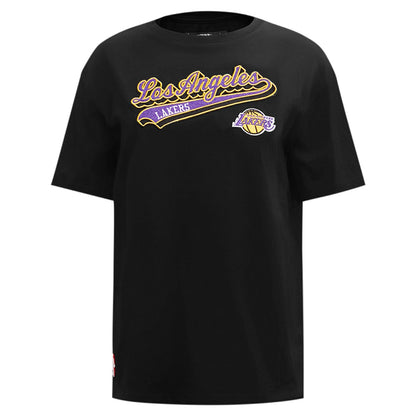 Los Angeles Lakers Pro Standard Women's Script Boyfriend T-Shirt - Black for sale