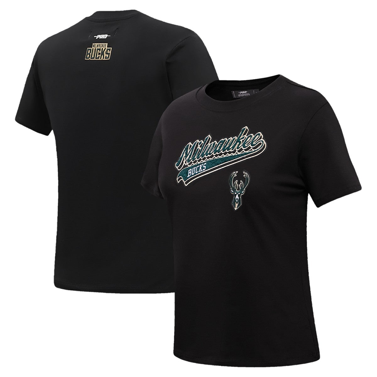 Milwaukee Bucks Pro Standard Women's Script Boyfriend T-Shirt - Black shop