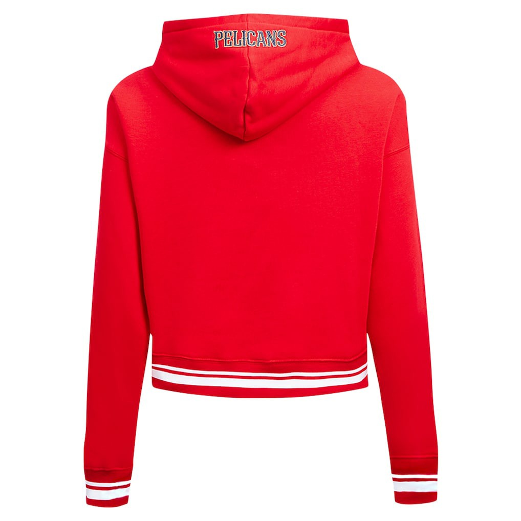 New Orleans Pelicans Pro Standard Women's Script Tail Cropped Pullover Hoodie - Red shop