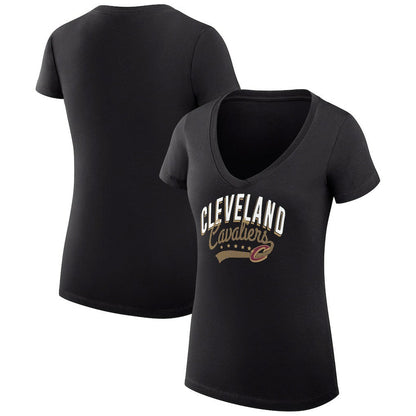 Cleveland Cavaliers G-III 4Her by Carl Banks Women's Super-Slim Fit Lightweight Filigree Logo V-Neck T-Shirt sale - Black discount