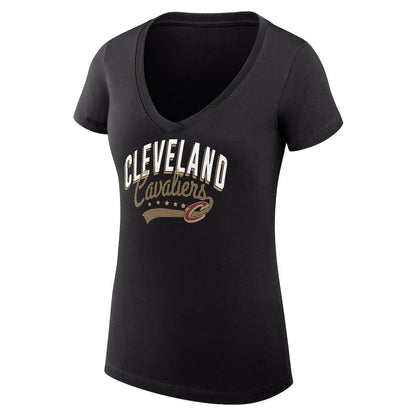 Cleveland Cavaliers G-III 4Her by Carl Banks Women's Super-Slim Fit Lightweight Filigree Logo V-Neck T-Shirt sale - Black discount