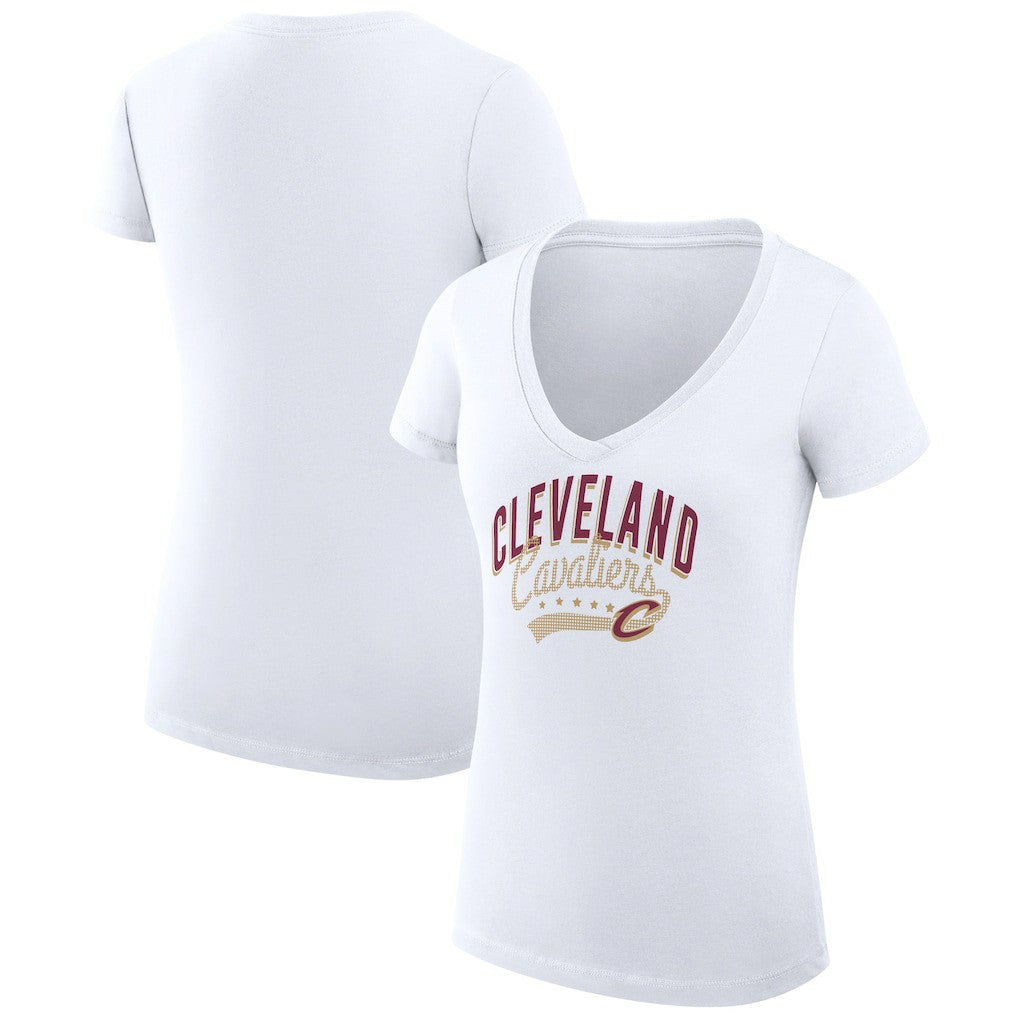 Cleveland Cavaliers G-III 4Her by Carl Banks Women's Super-Slim Fit Lightweight Filigree Logo V-Neck T-Shirt sale - White online