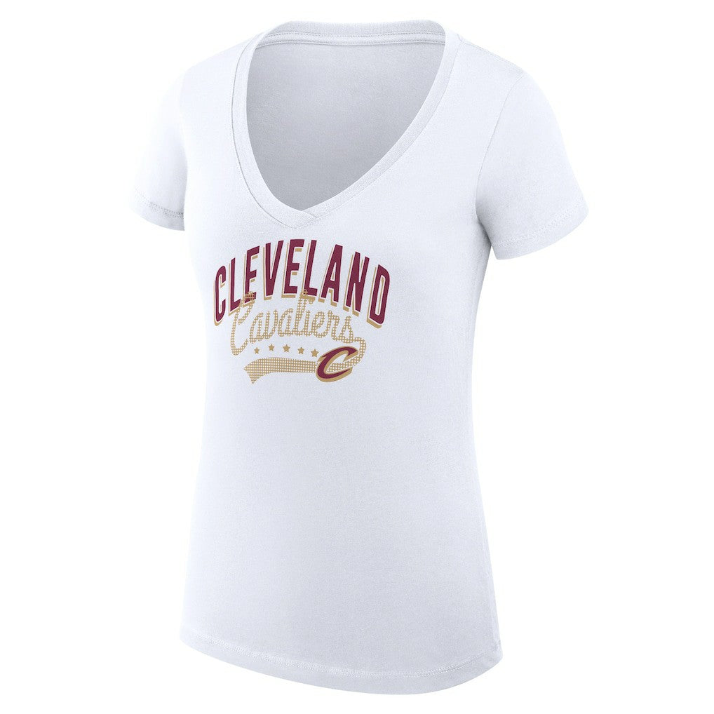 Cleveland Cavaliers G-III 4Her by Carl Banks Women's Super-Slim Fit Lightweight Filigree Logo V-Neck T-Shirt sale - White online