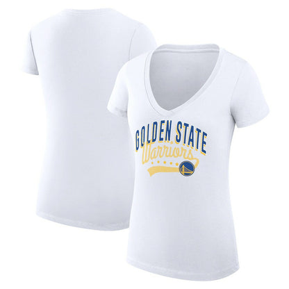 Golden State Warriors G-III 4Her by Carl Banks Women's Super-Slim Fit Lightweight Filigree Logo V-Neck T-Shirt sale - White online