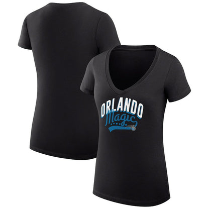 Orlando Magic G-III 4Her by Carl Banks Women's Super-Slim Fit Lightweight Filigree Logo V-Neck T-Shirt - Black shop