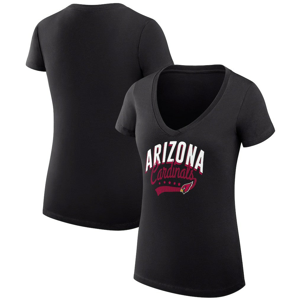 Arizona Cardinals G-III 4Her by Carl Banks Women's Super-Slim Fit Lightweight Filigree Logo Lightweight V-Neck T-Shirt – Black outlet