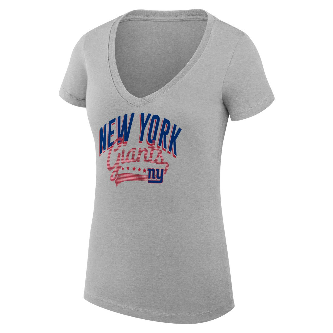 New York Giants G-III 4Her by Carl Banks Women's Super-Slim Fit Lightweight Filigree Logo Lightweight V-Neck T-Shirt – Heather Gray sale