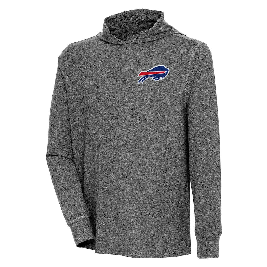 Buffalo Bills Antigua Saga Long Sleeve Hoodie T-Shirt - Heather Black for sale