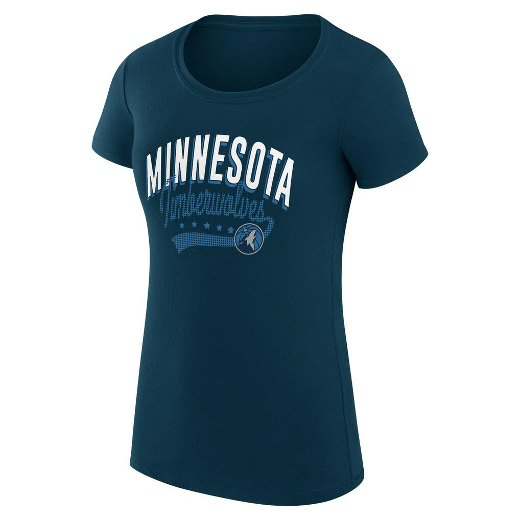Minnesota Timberwolves G-III 4Her by Carl Banks Women's Super-Slim Fit Lightweight Filigree Logo T-Shirt - Navy on sale