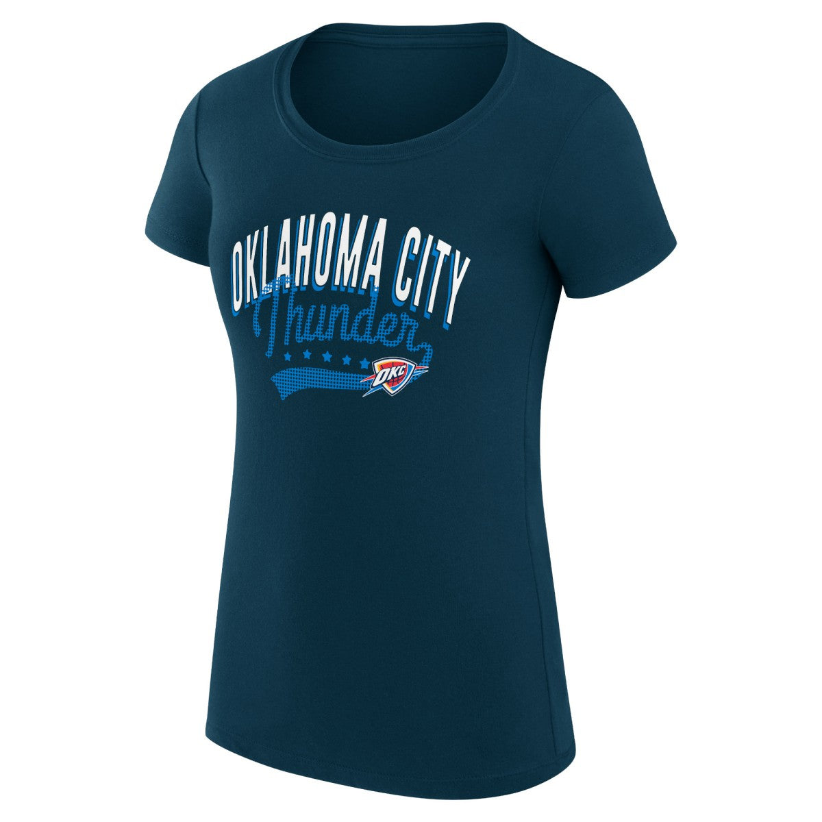 Oklahoma City Thunder G-III 4Her by Carl Banks Women's Super-Slim Fit Lightweight Filigree Logo T-Shirt - Navy for sale