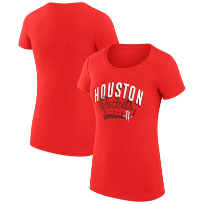 Houston Rockets G-III 4Her by Carl Banks Women's Super-Slim Fit Lightweight Filigree Logo T-Shirt - Red cheap