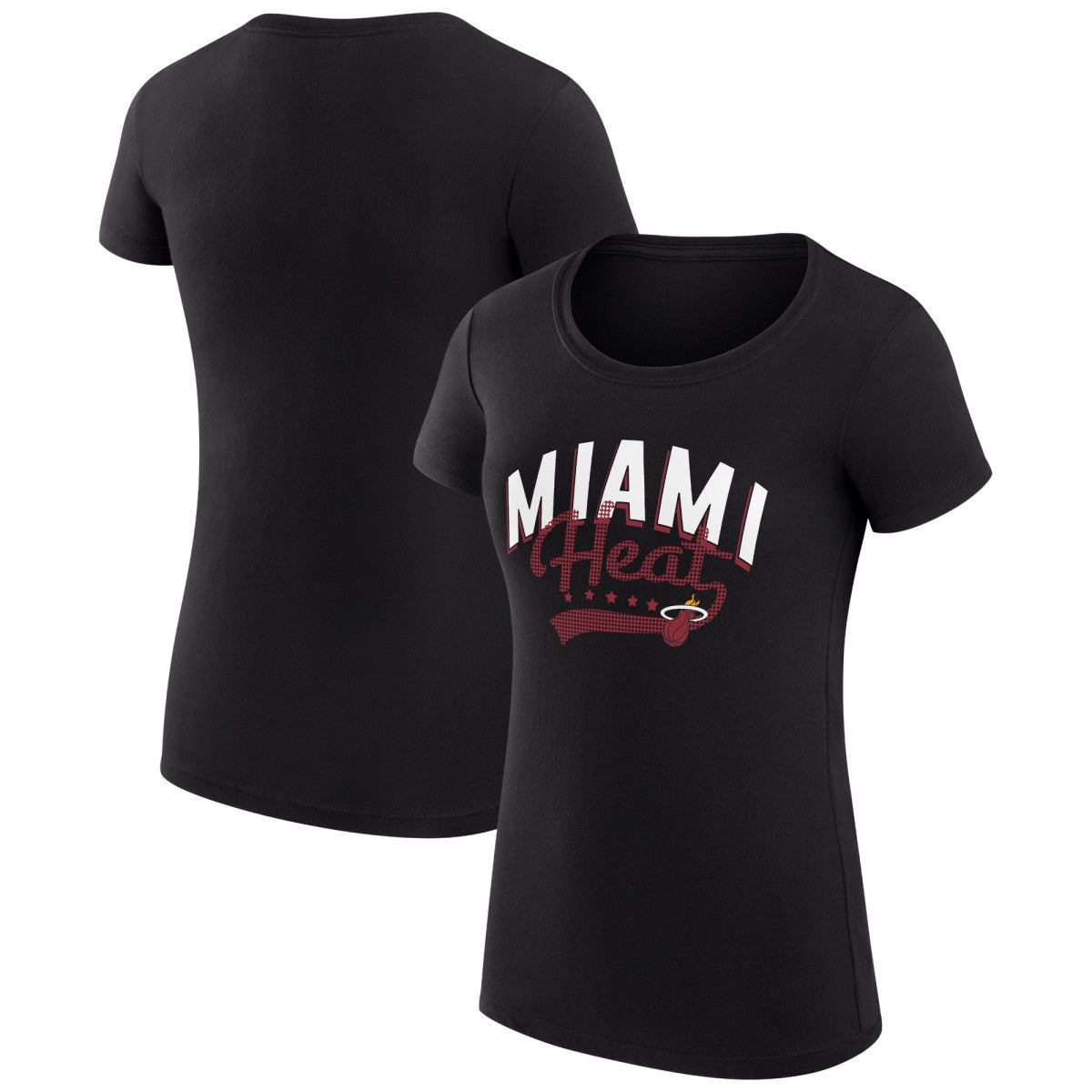 Miami Heat G-III 4Her by Carl Banks Women's Super-Slim Fit Lightweight Filigree Logo T-Shirt - Black shop