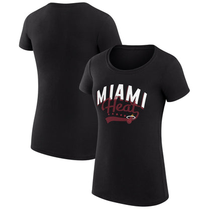 Miami Heat G-III 4Her by Carl Banks Women's Super-Slim Fit Lightweight Filigree Logo T-Shirt - Black shop