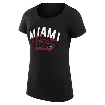 Miami Heat G-III 4Her by Carl Banks Women's Super-Slim Fit Lightweight Filigree Logo T-Shirt - Black shop