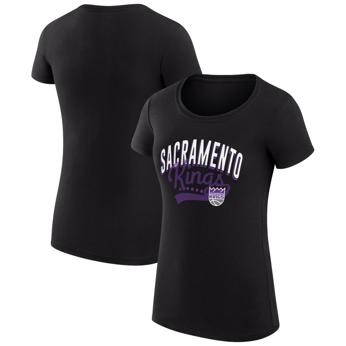 Sacramento Kings G-III 4Her by Carl Banks Women's Super-Slim Fit Lightweight Filigree Logo T-Shirt - Black discount