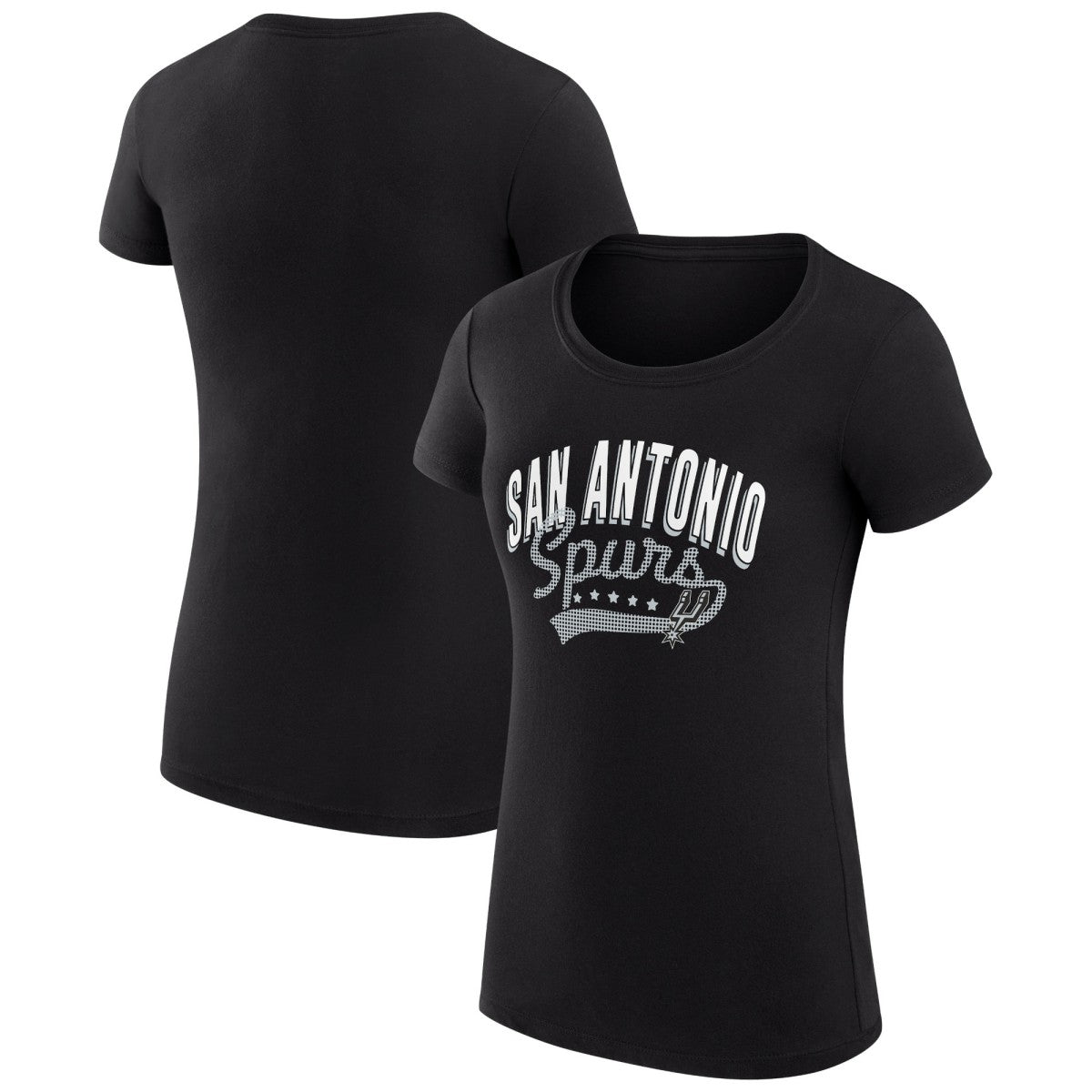 San Antonio Spurs G-III 4Her by Carl Banks Women's Super-Slim Fit Lightweight Filigree Logo T-Shirt - Black on sale