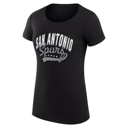 San Antonio Spurs G-III 4Her by Carl Banks Women's Super-Slim Fit Lightweight Filigree Logo T-Shirt - Black on sale