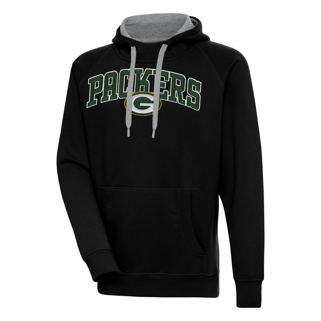Green Bay Packers Antigua Victory Pullover Hoodie - Black on sale